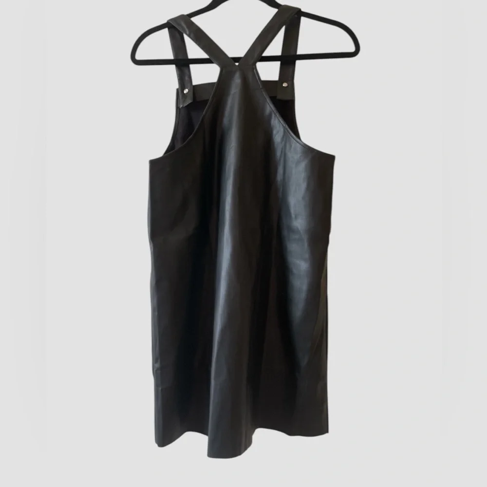 MNG by Mango Kids Faux Leather Pinafore Dress Black Girl’s Sz 13-14 NWT